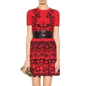 ALEXANDER MCQUEEN Jacquard-Knit Dress Poppy Red LG